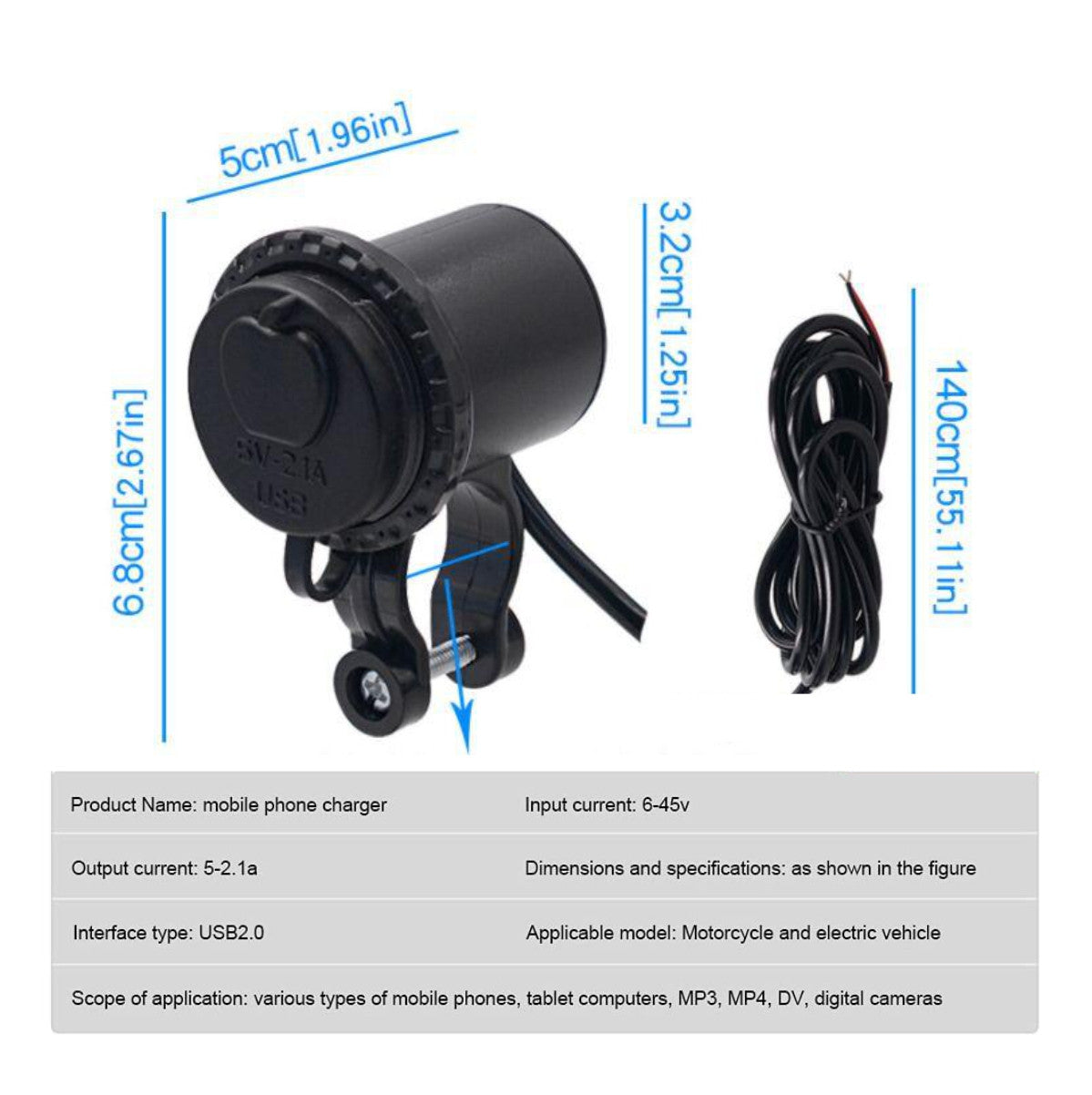 Cargador USB Para Moto Impermeable