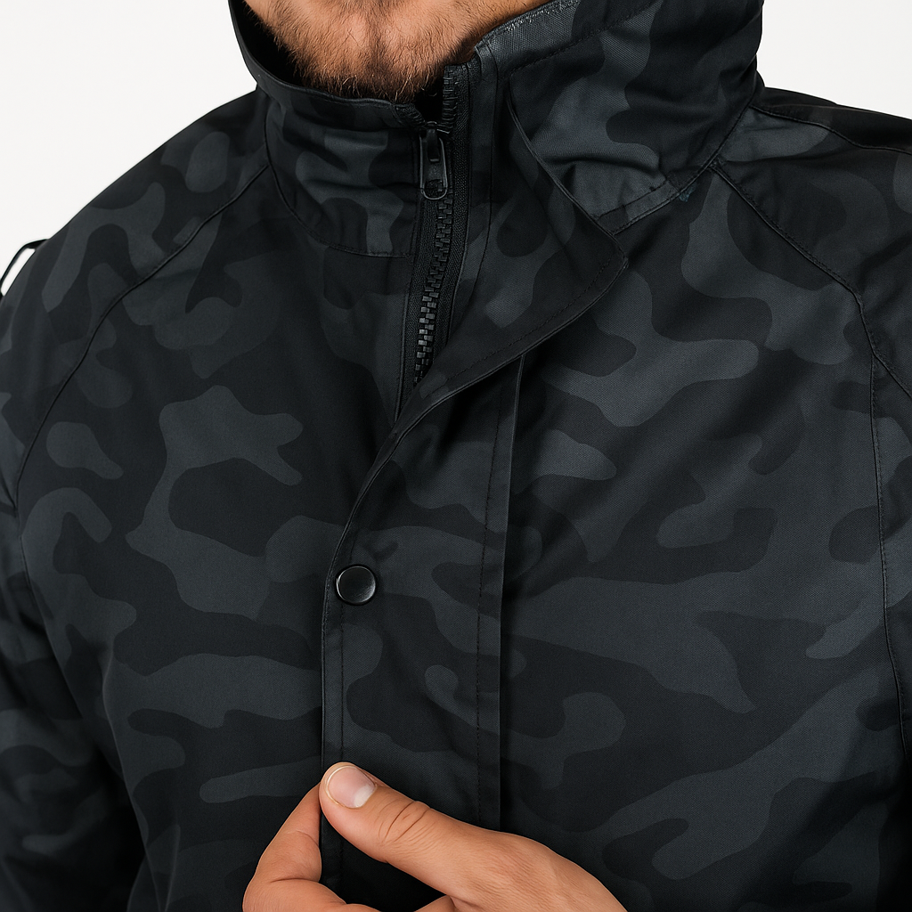 Impermeable Camuflado Tipo Sudadera – Forrado con Reflectivo
