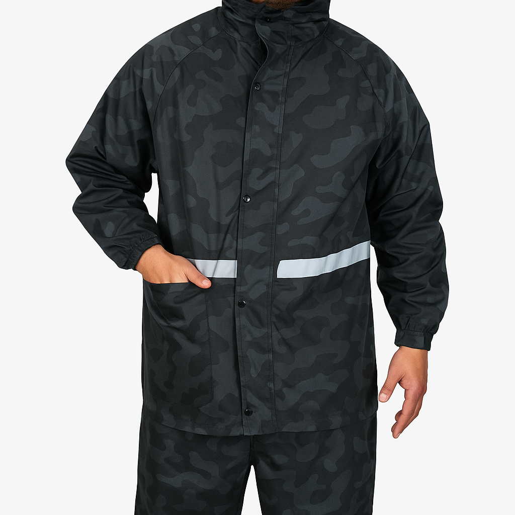 Impermeable Camuflado Tipo Sudadera – Forrado con Reflectivo