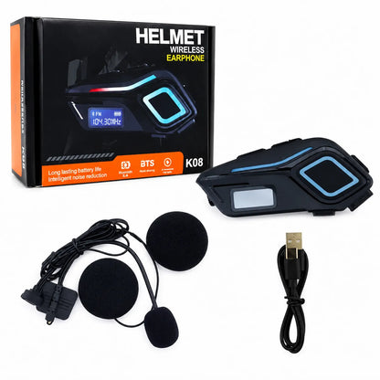 Intercomunicador Bluetooth K08 para Moto | Radio FM e IPX8 Resistente al Agua