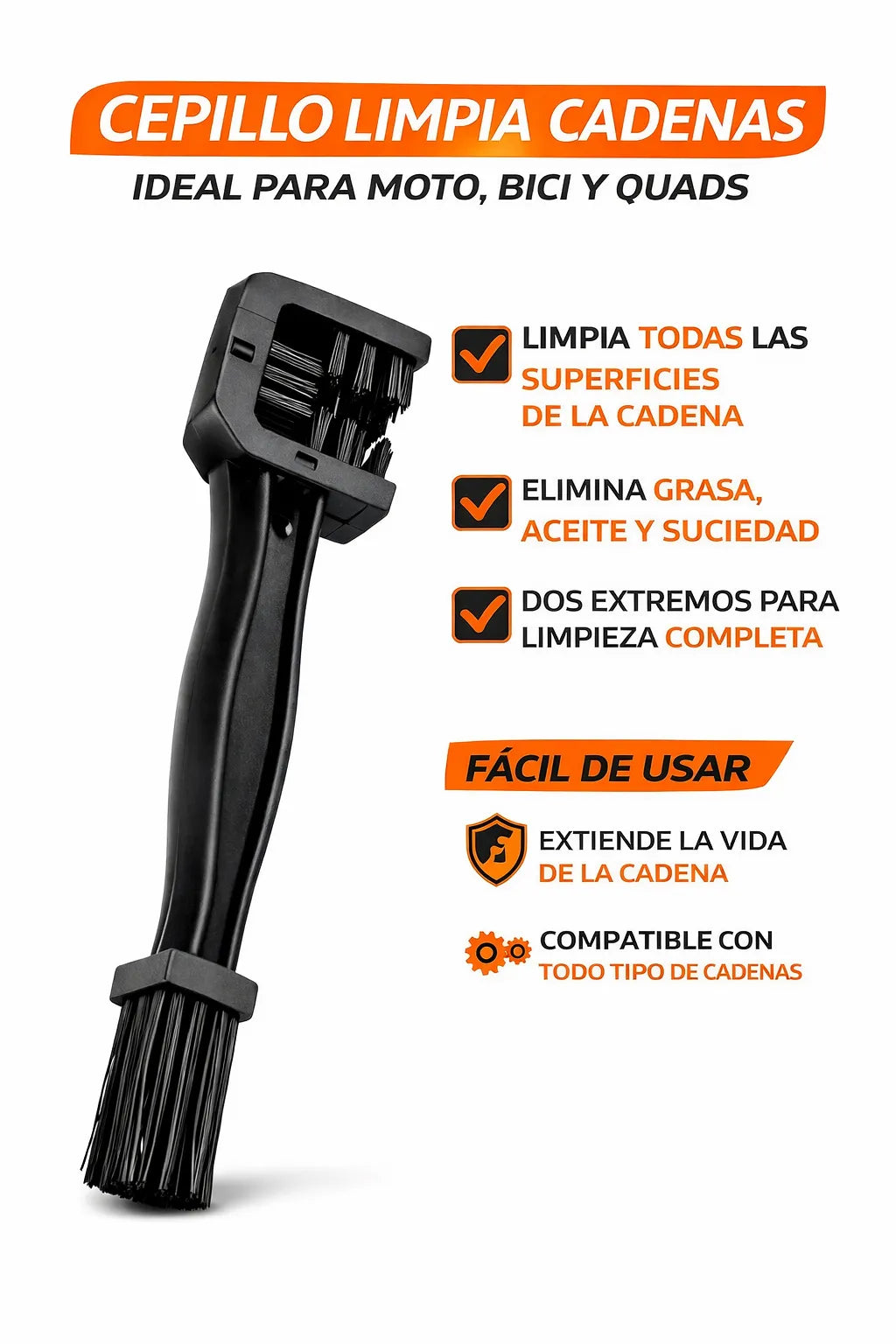 Cepillo Limpiador de Cadena para Moto | Herramienta Limpieza Kit de Arrastre