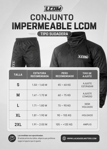 Impermeable LCDM Tipo Sudadera (Chaqueta + Pantalón + Bolso)
