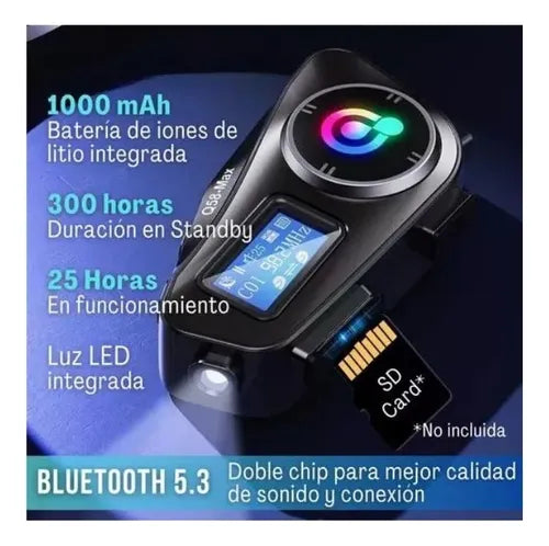 Intercomunicador Moto Q58-Max – Música, FM y Bluetooth con 25 Horas de Autonomía